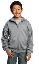 Port & Company®  Youth Core 7.8-ounce, 50/50 Cotton Poly Fleece Full-Zip Hooded Sweatshirt